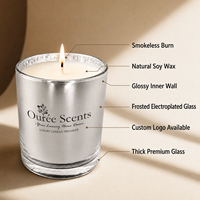 Bougie en cire de soja naturelle OEM ODM, dans un verre givré électro-plaqué, personnalisation de la marque pour cadeau et décoration intérieure