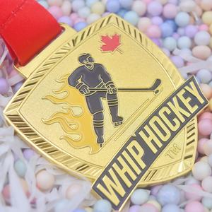 Médailles de hockey sur glace 3D personnalisées pour les sports de hockey canadien, médailles de compétition de Bandy, de baseball et de hockey sur gazon, en forme de bouclier - Product Image 2