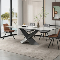 Ensemble de table à manger en céramique irrégulière moderne et luxueuse, design minimaliste, extensible, pour appartement et hôtel, couleur personnalisée