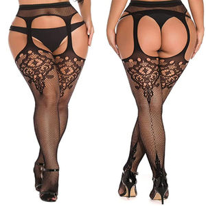 Haut de cuisse <span class=keywords><strong>grande</strong></span> dame avec porte-jarretelles intégré <span class=keywords><strong>bas</strong></span> Stretch Sexy résille femmes entrejambe ouvert <span class=keywords><strong>bas</strong></span> <span class=keywords><strong>grande</strong></span> <span class=keywords><strong>taille</strong></span> - Product Image 2