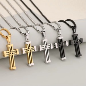 Collar con Colgante de Cruz Geométrica Hueca 3D para Hombre y Mujer, Acero Inoxidable, Dorado, Plateado, Negro, Joyería Religiosa Cristiana, Regalos - Product Image 4