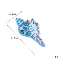 Patchs brodés 3D décoratifs à coudre sur toile, perles en résine, sequins, forme animaux marins, pour sacs et textiles de maison