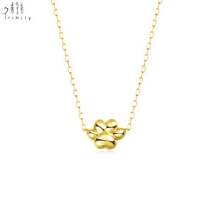 Collier pendentif patte d'animal délicat très populaire, or massif 18 carats, diamant naturel véritable, pour fille, à porter au quotidien - Product Image 2