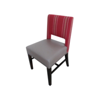 Chaise de salle à manger en cuir PU avec dossier découpé pour usage commercial moderne dans les cafés, bistrôs, hôtels, restaurants et salles d'attente