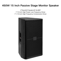 Enceintes de scène passives 450W 15 pouces 2 voies pleine gamme (2 voies bass reflex) Performance Équipement audio professionnel