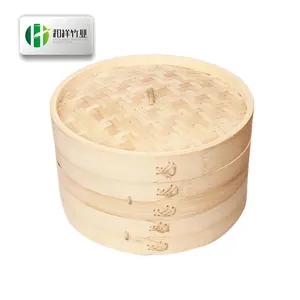 Tre hấp giỏ 2 Tier hấp thực phẩm tre tự nhiên bánh bao hấp với nắp