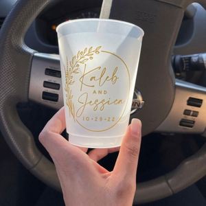 Vasos de Plástico Personalizados para Recuerdos de Boda, Vasos Esmerilados Personalizados, Recuerdos de Boda - Product Image 1