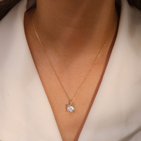 RINNTIN LZN15 Colliers pour femmes Collier en argent sterling 925 avec pendentif carré élégant 8A en zircon cubique Bijoux en argent 925