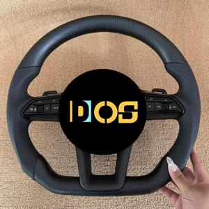 Volant de direction en daim <span class=keywords><strong>noir</strong></span> perforé à fond plat avec palettes et boutons pour <span class=keywords><strong>Audi</strong></span> Q3 Q5 Q7 Q8 RS Q3 Q5 Q7 - Accessoires automobiles - Product Image 3