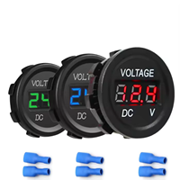 DC Volt Amp Meter 12V 24V Tahan Air untuk Kapal Laut, Motor, UTV, Mobil, Voltmeter Bulat Tegangan Rendah, Layar LED Digital