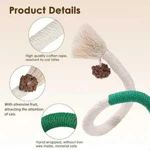 Modern <b>Cat</b> <b>Toys</b> <b>Interactive</b> Molar Cotton Rope Silvervine Teaser <b>Toy</b> 70cm Clean Mouth Kitten Play Pet Supplies Accessories - Product Image 6
