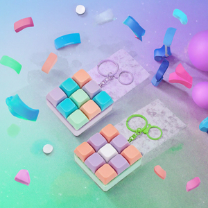 Porte-clés clavier mécanique 9 touches Pastel, jouet anti-stress en plastique pour enfants et adultes - Product Image 2