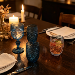 Calici in Vetro Moderni Vintage all'Ingrosso - Bicchieri <span class=keywords><strong>da</strong></span> Vino di Alta Qualità con Rilievo per Centrotavola Matrimoniali e Bar Domestici - Product Image 3