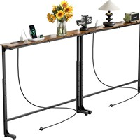 Table d'appoint de style américain avec prise électrique intégrée et étagère de rangement, réglable en hauteur, en MDF, pour salon ou entrée d'usine