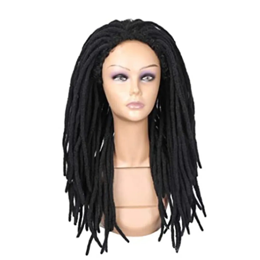 Dreadlock Wig Long Braided Wig Natural Looking Synthetic Hair Dreadlock Wigs for Black Women and Men (Black)