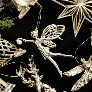 Adornos Navideños de Plástico Dorado Electrochapado con Forma de Copo de Nieve y Reno para Decoración de Árboles de Navidad - Product Image 5