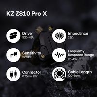 Auriculares intrauditivos híbridos KZ ZS10 Pro X 4BA+1DD para gaming, audiófilos, músicos, DJ y escenario, con cable desmontable IEM