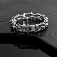 Bracelet chaîne de motard en acier inoxydable avec zircon, bijoux de mode en gros pour hommes et femmes, cadeau quotidien