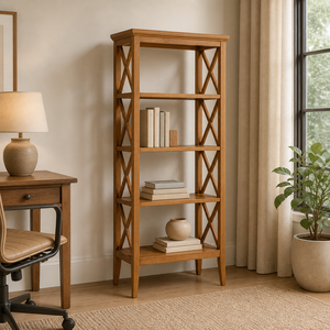 Elegant Contemporary <b>Solid</b> Pine <b>Wood</b> <b>Bookcase</b> Rack for Home Office Living Room for Bedroom Dining Room Kitchen Furniture - Product Image 3
