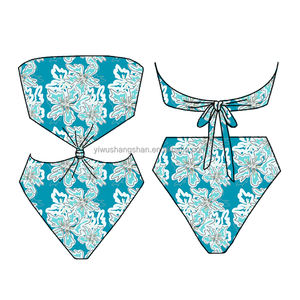 Moda Praia Personalizada OEM com Estampa Havaiana para Mulheres, Maiôs de Banho, Biquínis Reversíveis com Decote em V - Product Image 5