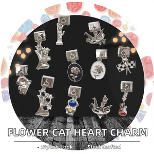 Nouveau Bracelet Tendance pour Femmes et Enfants avec Pendentifs et Breloques Géométriques, Fleur, Chat, Cœur, Dinosaure, en Acier Inoxydable de 9 mm – Idéal Cadeau - Product Image 2