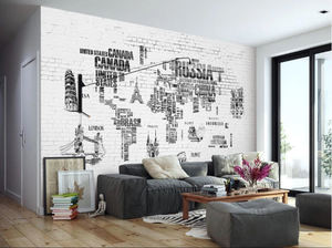 Mural Retro de ladrillo y punto de referencia para interiores culturales, papel tapiz impermeable con <span class=keywords><strong>mapa</strong></span> del <span class=keywords><strong>mundo</strong></span> Vintage, decoración <span class=keywords><strong>3D</strong></span> para el hogar - Product Image 5