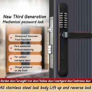 Kunci Pintu Aluminium Alloy Anti Maling Tahan Air Dua Sisi Generasi Ke-3 dengan Kata Sandi & Kunci, Finishing Poles Tahan Lama - Product Image 2