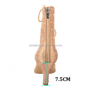 Stivali da ballo <span class=keywords><strong>con</strong></span> <span class=keywords><strong>tacco</strong></span> medio 7.5CM stivali da ballo <span class=keywords><strong>con</strong></span> <span class=keywords><strong>tacco</strong></span> CM in gomma Sole Champagne <span class=keywords><strong>con</strong></span> lacci da ballo <span class=keywords><strong>con</strong></span> Zip - Product Image 3