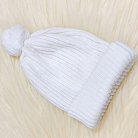 Gorro de bebé recién nacido 100% algodón personalizado gorro de bebé de punto pompón