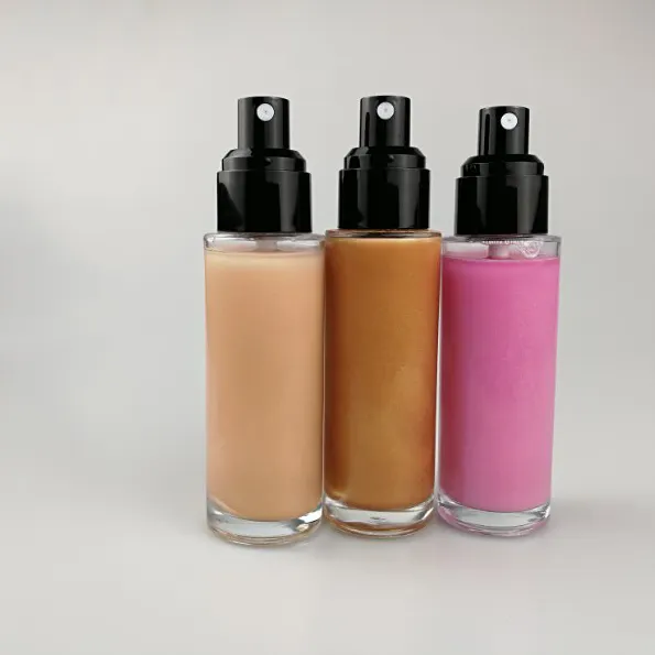 Custom High Pigment Body Oil Bronzer Atacado iluminador Glitter Private Label Corpo Shimmer Líquido Highlighter Spray
