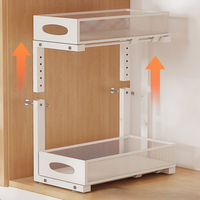 Étagère de rangement réglable à double couche avec panier coulissant lisse pour sous l'évier de cuisine domestique