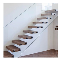 Escaliers flottants en bois au design moderne personnalisé Support caché Escalier duplex pour appartement