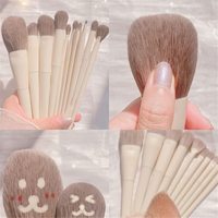 Maquillage blanc Brueye maquillage Toolcpurple Pinkom Logo bois paquet personnalisé cheveux synthétiques maquillage fond de teint brosse 1 ensemble