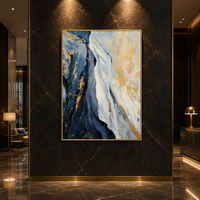 Peinture murale décorative personnalisée pour hôtel, peinture murale moderne peinte à la main, texture 3D en feuille d'or, peintures à l'huile abstraites sur toile
