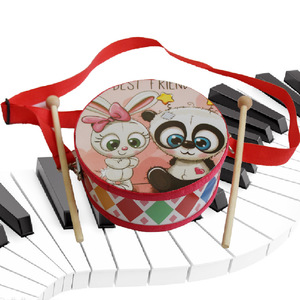 Crossbody strap <b>drum</b> 6 Inch Wooden Snare <b>Drum</b>, Cartoon Print Orff Children Percussion Instrument Custom Logo Available - Product Image 2