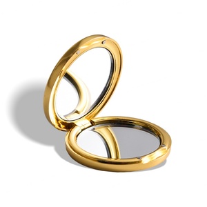 Brand Name Dual Side Gold Plating Soft Enamel Giveaways Gift Cosmetic <b>Compact</b> Pocket Round <b>Mirror</b> - Product Image 3