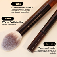 Ensemble de pinceaux de maquillage professionnels en fibres synthétiques vegan personnalisées, avec manche transparent et virole en aluminium, vente en gros ODM OEM