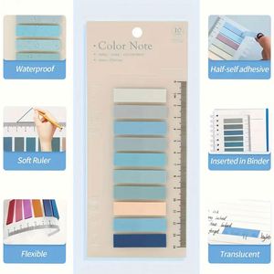 Morandi Cute Style <b>Sticky</b> <b>Notes</b> with Self-Adhesive Transparent Tabs PET Index Paste PP Ruler Memo Pad for Office or School Use - Product Image 6