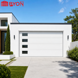 Portes <span class=keywords><strong>de</strong></span> <span class=keywords><strong>garage</strong></span> sectionnelles modernes en acier noir isolées, à commande à distance automatique, fabriquées sur mesure en Chine - Product Image 1