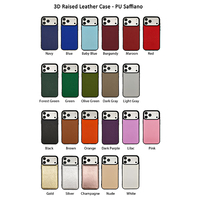 Coques arrière de téléphone portable en cuir PU Saffiano vegan gaufré bleu marine, étuis de protection pour iPhone 16 17 Pro Max