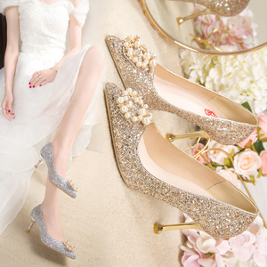 Zapatos de Tacón Alto Brillantes de Lujo para Mujer, Zapatos de Novia para Boda, Venta al Por Mayor - Product Image 3