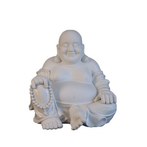 Statua del <span class=keywords><strong>Buddha</strong></span> Ridente in Marmo Bianco Fatta a Mano in Stile Orientale per Uso Interno con Garanzia di 1 Anno - Product Image 1