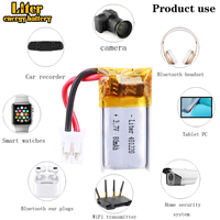 Batterie Li-polymère rechargeable Micro 401020 3.7v 80mah pour casques et lunettes 3D UN38.3