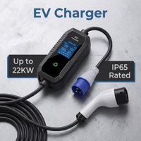 Station de recharge portable certifiée CE ROHS 7 kW monophasée avec prise industrielle bleue, chargeur EV portable