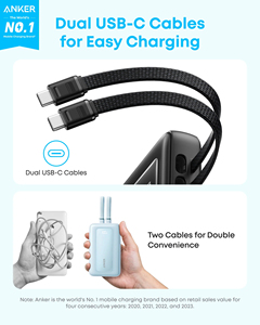 Anker Zolo A110M 20000mAh 45W PD พาวเวอร์<span class=keywords><strong>แบ</strong></span>งค์ สาย USB-C คู่ในตัว 4 ช่องจ่ายไฟ พร้อมหน้าจอแสดงผลดิจิตอล <span class=keywords><strong>แบ</strong></span><span class=keywords><strong>ต</strong></span>เตอรี่สำรอง<span class=keywords><strong>แบ</strong></span>บพกพา - Product Image 4