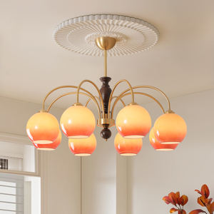 Lustre de kaki de salon vintage français lampes et lanternes en bois massif de chambre à coucher lustre de salle à manger américain - Product Image 2