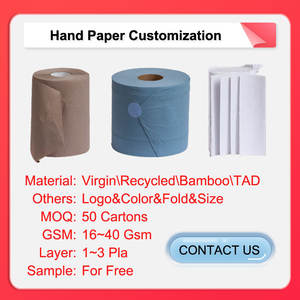 Rollos de Papel Toalla de Madera Virgen Blanca Personalizables con Soporte del Fabricante, Pulpa Reciclada, Rollo de Papel para Manos Azul Marrón para Auto, Hotel, Bar - Product Image 2