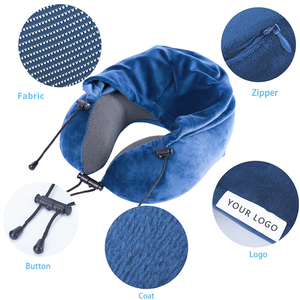 Saien <span class=keywords><strong>airline</strong></span> U forme mousse à mémoire de forme cou oreiller voyage cou oreiller espace cervical remplissage voyage oreiller pour avion chapeau à capuche - Product Image 2