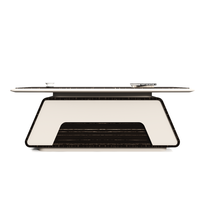 Table Basse de Bureau Commerciale Extensible Moderne Haut de Gamme, Plateau en Placage de Bois Foncé, Base Stable et Épaisse, Rectangulaire