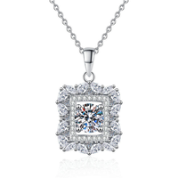 Collier scintillant certifié IGI, bijoux en argent sterling 925, moissanite, grand pendentif en forme de cube de sucre, colliers pour femmes